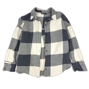 Zara Gray & White Buffalo Check Button-Up Jacket